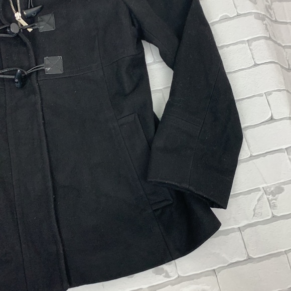 Michael Kors Wool Pea Coat Jacket Black Hooded Size 8 Pockets Snap buttons - Picture 9 of 16